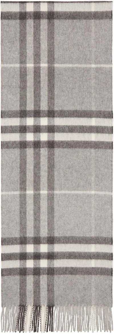 Shop Burberry Grey Cashmere Giant Icon Scarf