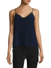 L Agence Lia Lace-trimmed Silk Camisole In Midnight Black