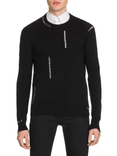 Shop Alexander Mcqueen Distressed Wool & Cashmere Sweater In Black