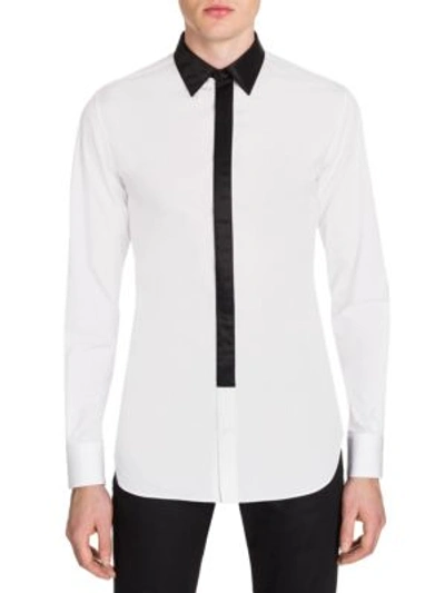 Shop Alexander Mcqueen Contrast Optical Shirt In Optical White