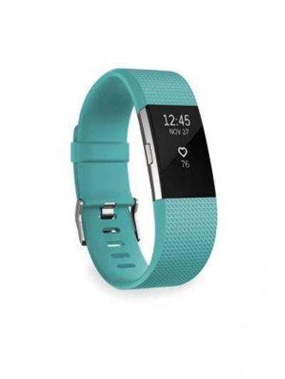 Shop Fitbit Classic Charge 2 Large Fitness Wristband Smartwatch In Teal Silver