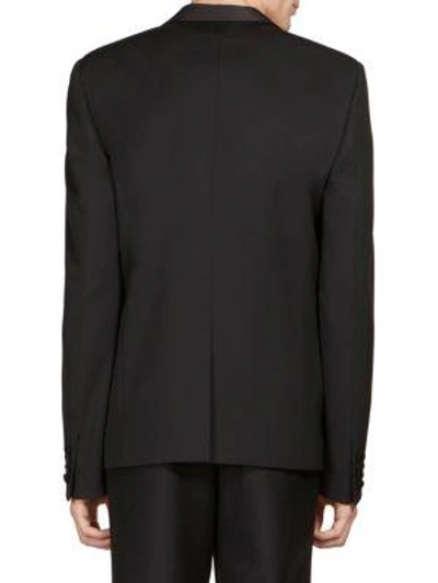 Shop Saint Laurent Shawl Collar Wool Jacket In Black