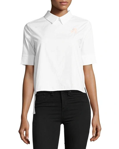 English Factory Peter Pan-collar Poplin Shirt In Off White