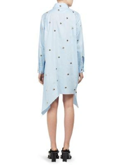 Shop Marques' Almeida Studded Asymmetric Cotton Shirt Dress In Light Blue