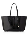 WHISTLES Embossed Leather Tote,2451538BLACK/GOLD