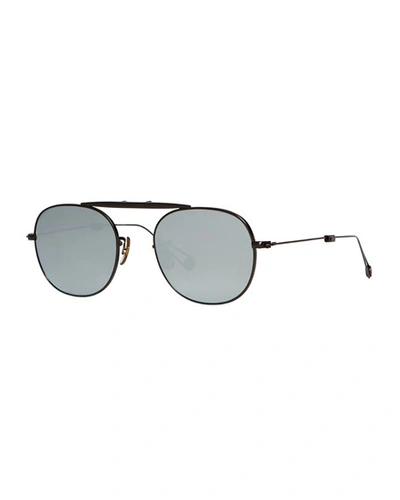 Garrett Leight Van Buren Foldable Metal Sunglasses, Black