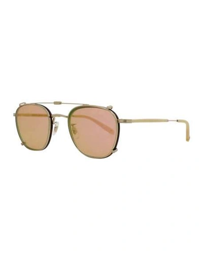 Garrett Leight Grant Square Sunglasses, Amber/tortoise