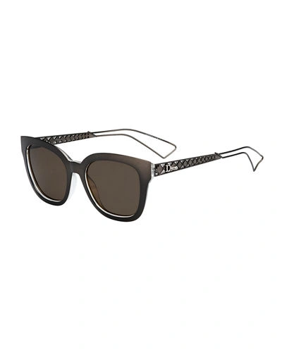 Dior Ama Caged Mirrored Sunglasses In Grey Crystal