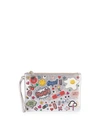 ANYA HINDMARCH ALLOVER WINK ZIP-TOP POUCH, SILVER