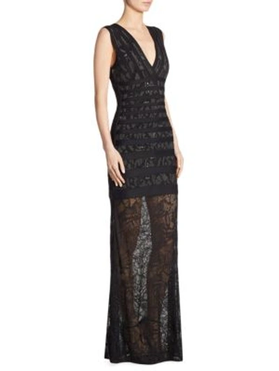 Shop Herve Leger Veronica Jacquard Gown In Black Combo