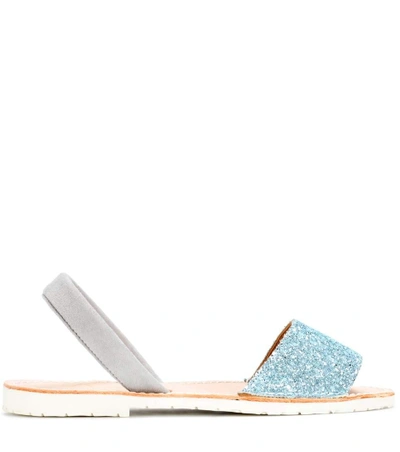 Shop Del Rio London Glitter And Suede Sandals In Blue