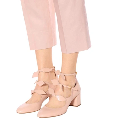 Shop Chloé Mike Leather Mary Jane Pumps In Cemeet Piek