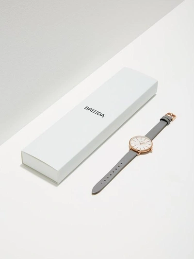 Shop Frank + Oak Breda Joule Watch In Grey Leather/rose Gold