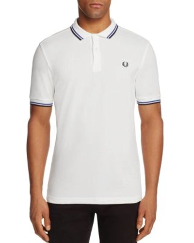 Shop Fred Perry Tipped Pique Slim Fit Polo Shirt In Snow White / Regal / Navy