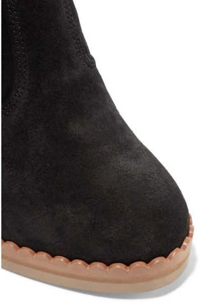 Shop See By Chloé Scalloped Suede Ankle Boots