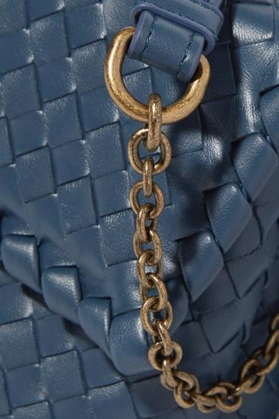 Shop Bottega Veneta Olimpia Baby Intrecciato Leather Shoulder Bag In Blue