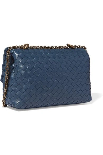 Shop Bottega Veneta Olimpia Baby Intrecciato Leather Shoulder Bag In Blue