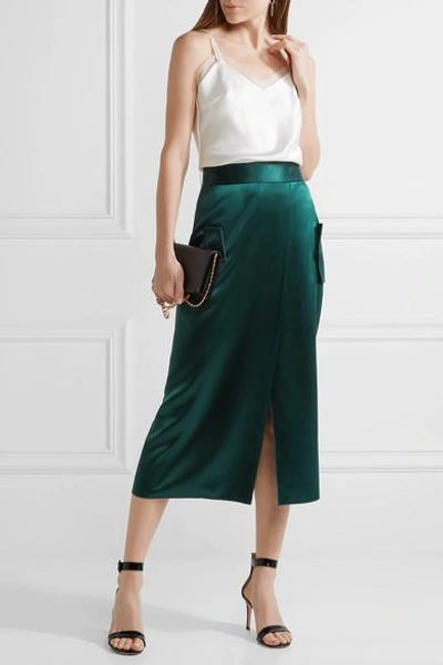 Shop Dion Lee Wrap-effect Silk-satin Midi Skirt