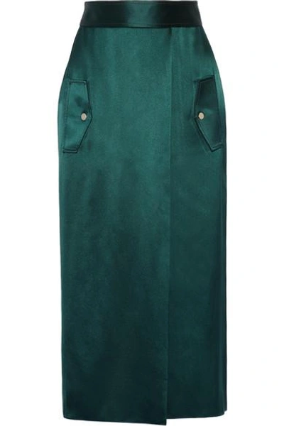 Shop Dion Lee Wrap-effect Silk-satin Midi Skirt