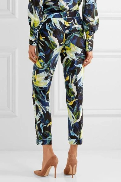 Shop Erdem Giulia Cropped Printed Silk Crepe De Chine Slim-leg Pants