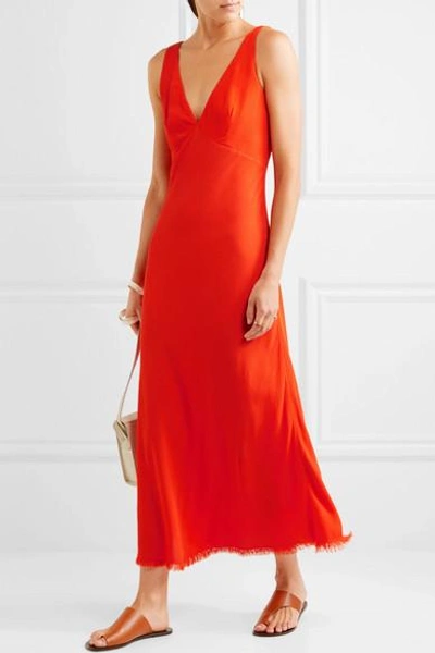 Shop Raquel Allegra Tulip Crepe Maxi Dress In Bright Orange