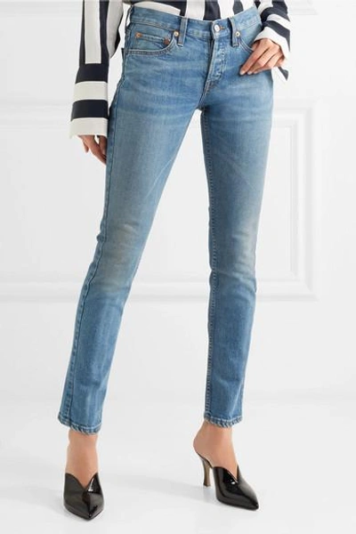 Shop Re/done Low-rise Skinny Jeans In Blue