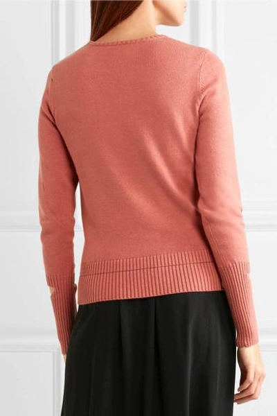Shop Dkny Cutout Cotton-blend Sweater In Brick