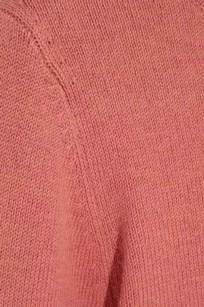 Shop Dkny Cutout Cotton-blend Sweater In Brick