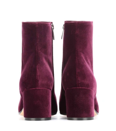 Shop Gianvito Rossi Margaux Velvet Ankle Boots In Purple
