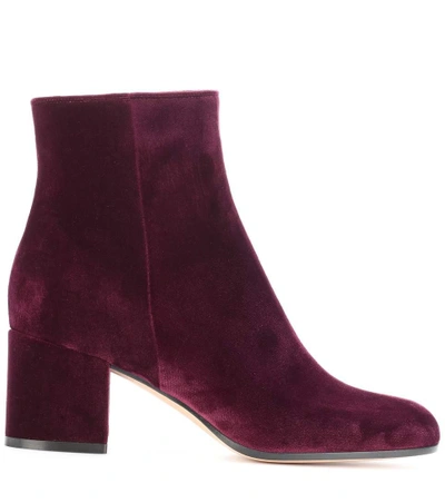 Shop Gianvito Rossi Margaux Velvet Ankle Boots In Purple