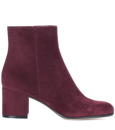 Shop Gianvito Rossi Margaux Mid Ankle Suede Boots In Royale