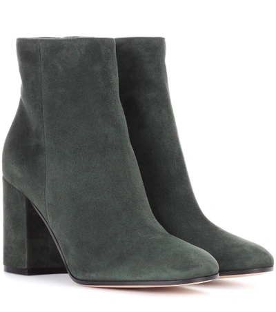 Gianvito Rossi Suede Ankle Boots In Green