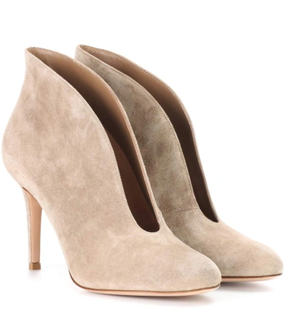 Shop Gianvito Rossi Vamp 85 Suede Ankle Boots In Beige
