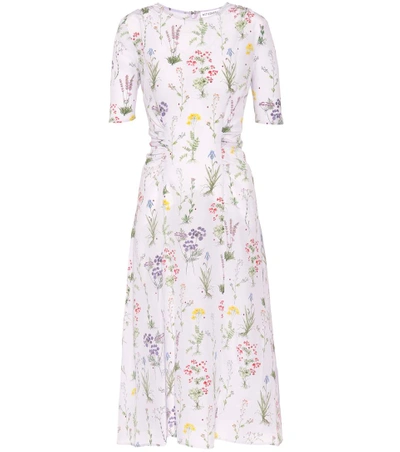 Altuzarra Sylvia Botanical Silk Elbow-sleeve Dress, Lilac In Lilac Multi