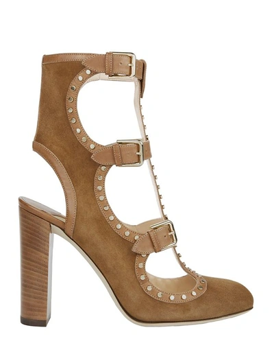 Shop Jimmy Choo Hensley Studded Suede Multi Buckle Pumps