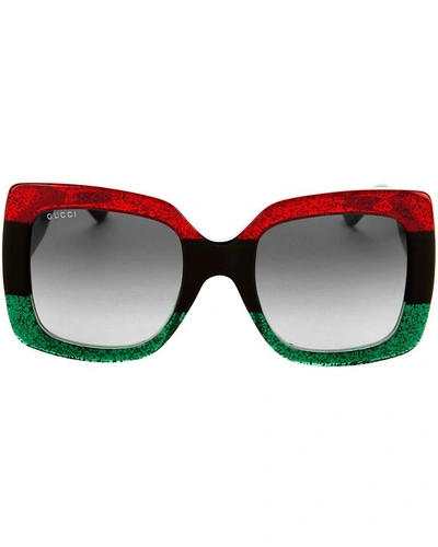 Gucci Oversized Square Glitter Sunglasses