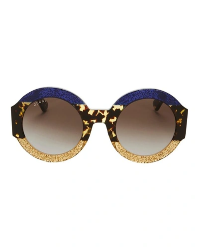 Shop Gucci Colorblock Glitter Sunglasses