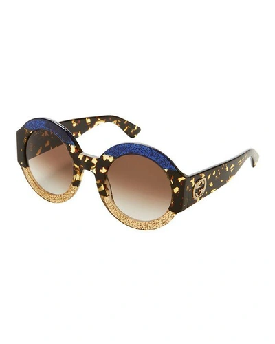 Shop Gucci Colorblock Glitter Sunglasses