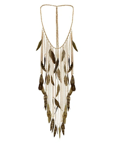 Rosantica Selva Long Feather Necklace In Silver