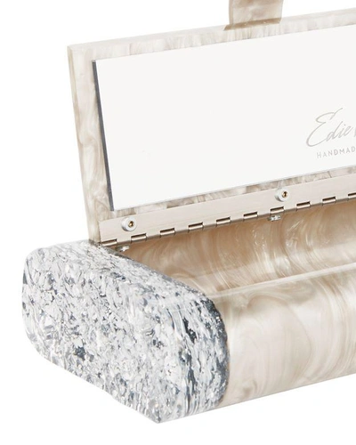 Shop Edie Parker Lara Silver Confetti Sides Clutch Beige/khaki