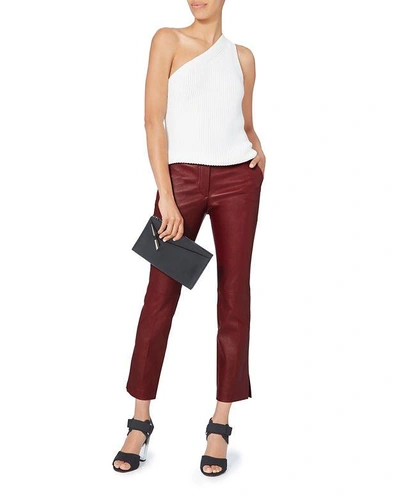 Shop Helmut Lang Red Leather Ankle Pants