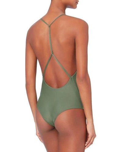 Shop Mikoh Africa Olive Deep V-neck One Piece Swimsuit