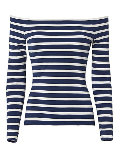 Shop L Agence Cynthia Striped Off Shoulder Top