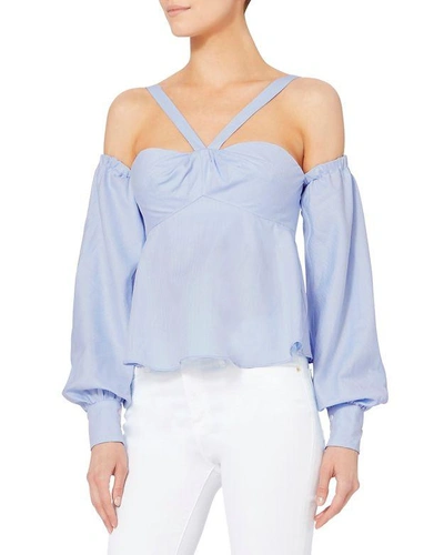 Shop Jonathan Simkhai Herringbone Cold Shoulder Top