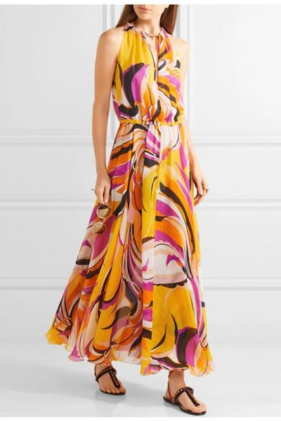 Shop Emilio Pucci Fiore Maya Printed Silk-chiffon Halterneck Maxi Dress
