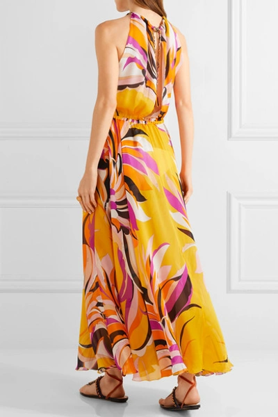 Shop Emilio Pucci Fiore Maya Printed Silk-chiffon Halterneck Maxi Dress