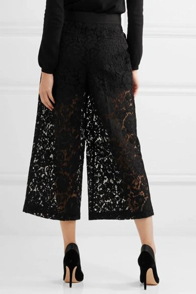 Shop Valentino Cropped Corded Guipure Lace Wide-leg Pants