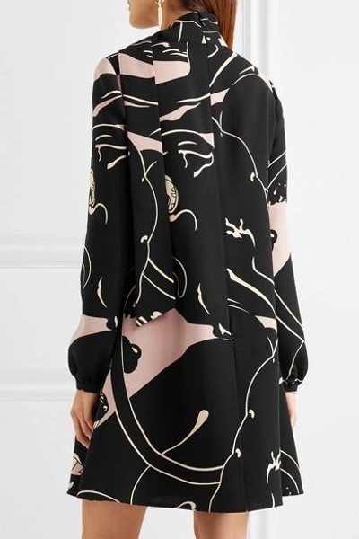 Shop Valentino Panther Printed Silk-cady Mini Dress
