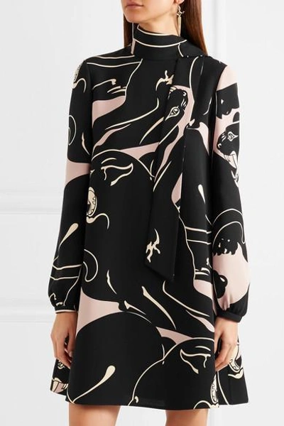 Shop Valentino Panther Printed Silk-cady Mini Dress