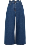 VALENTINO CROPPED SCALLOPED HIGH-RISE WIDE-LEG JEANS